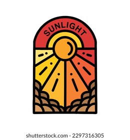 Colorful Sunlight Monoline Logo Vector Vintage illustration Emblem Design badge illustration Symbol Icon