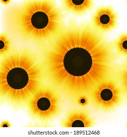 Colorful sunny yellow floral seamless pattern. Vector illustration