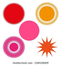 Colorful suns in hand drawn style. Circle frame set. Vector illustration. stock image. 