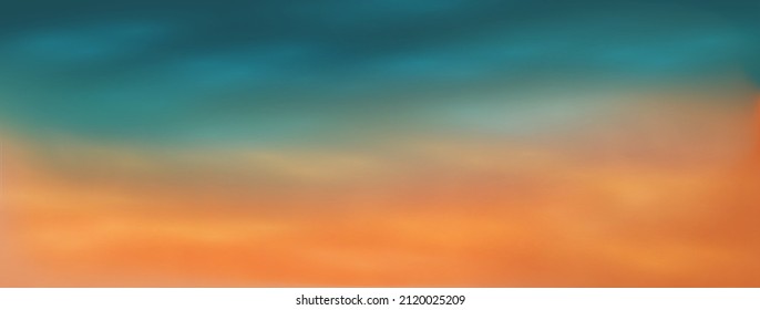 Colorful sunset gradient background  Editable vector illustration high misty clouds in blue   orange sky  Evening dawn sun  Blurred background beautiful natural sunrise sunset 
