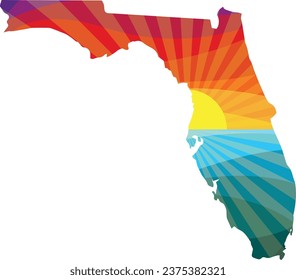 Colorful Sunset Outline of Florida Vector Graphic Illustration Icon