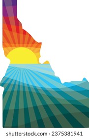 Colorful Sunset Outline of Idaho Vector Graphic Illustration Icon