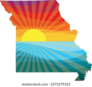 Colorful Sunset Outline of Missouri Vector Graphic Illustration Icon