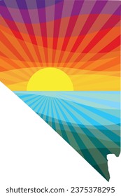 Colorful Sunset Outline of Nevada Vector Graphic Illustration Icon