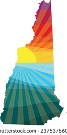 Colorful Sunset Outline of New Hampshire Vector Graphic Illustration Icon