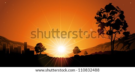 Similar – Nebulised Sun Sunset Fog