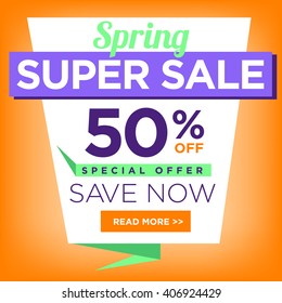 Colorful Super Sale 50 Percent Off Special Offer Save Now Poster Or Flyer Template With Read More CTA - Call To Action - Button