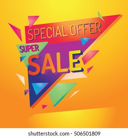 Colorful super sale advertising sign