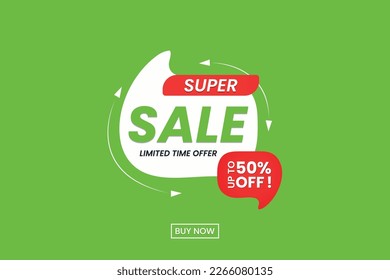 Colorful super sale banner design upto 50% off vector illustration