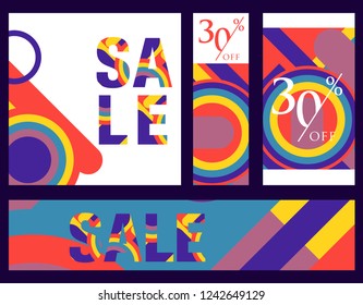 Colorful super sale and discount banner