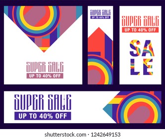 Colorful super sale and discount banner