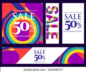 Colorful super sale and discount banner