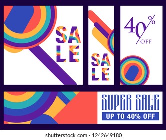 Colorful super sale and discount banner