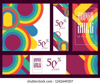 Colorful super sale and discount banner