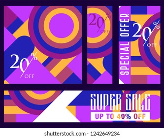 Colorful super sale and discount banner