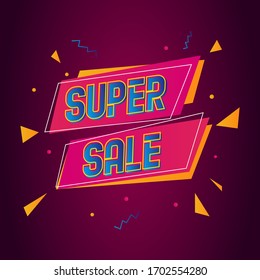 Colorful Super sale vector banner poster design