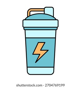 Icono colorido de la botella del suplemento conveniente para los batidos de la proteína, las guías de la nutrición, los App de la aptitud, y el uso de la salud.
