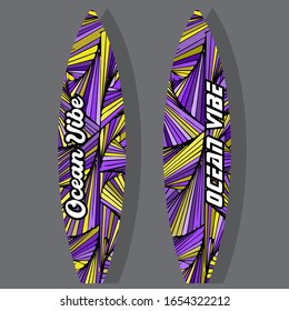 Colorful Surfboard on mockup background with reflection