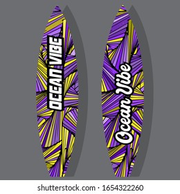 Colorful Surfboard on mockup background with reflection