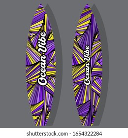 Colorful Surfboard on mockup background with reflection