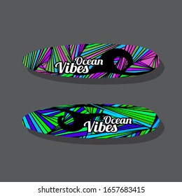 Colorful Surfboard on white background with reflection