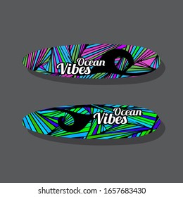 Colorful Surfboard on white background with reflection