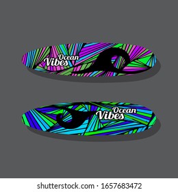 Colorful Surfboard on white background with reflection