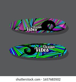 Colorful Surfboard on white background with reflection