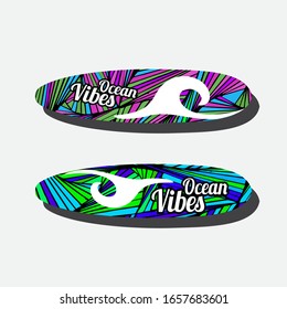 Colorful Surfboard on white background with reflection