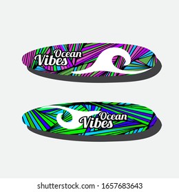 Colorful Surfboard on white background with reflection