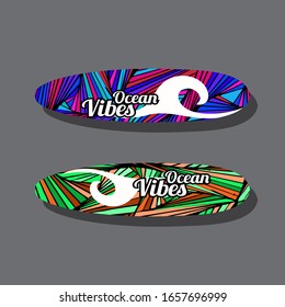 Colorful Surfboard on white background with reflection