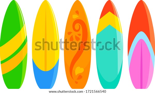 Colorful Surfboards Collection Vector Illustration Stock Vector ...