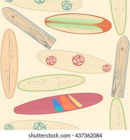 Colorful surfboards pattern. vector illustration