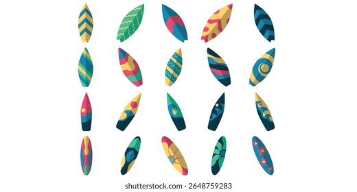 Colorful Surfing Board Illustration Set