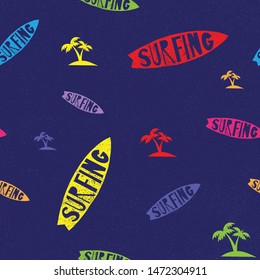 colorful surfing board seamless pattern
