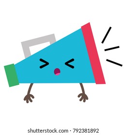 colorful surprised and cute megaphone object kawaii