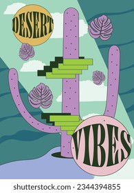 A colorful, surreal desert vibes poster.