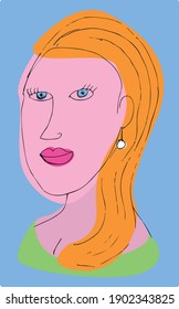 Colorful surrealist vector artistic woman face
