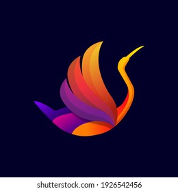 Colorful swan bird vector. Flying swan vector