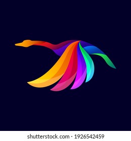 Colorful swan bird vector. Flying swan vector