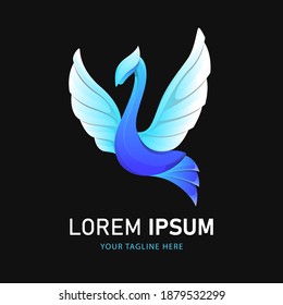 Diseño del logotipo de cisne colorido. Plantilla de logotipo de estilo de degradado