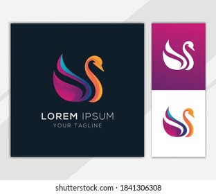 Colorful swan logo set template