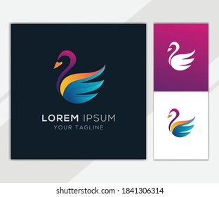 Colorful swan logo set template