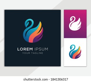Colorful swan logo set template