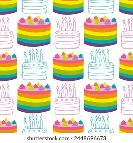 Colorful sweet cakes isolated on white background. Set of cakes. Vector illustration ,birthday , celebration , hollisdays , sweet food flat style for package.