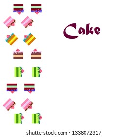 Colorful sweet cakes slices pieces, vector illustration.