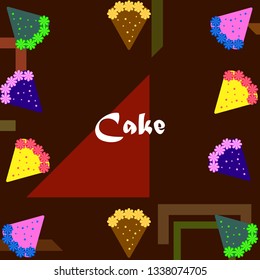 Colorful sweet cakes slices pieces, vector illustration.