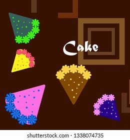 Colorful sweet cakes slices pieces, vector illustration.