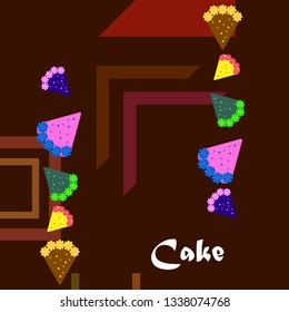 Colorful sweet cakes slices pieces, vector illustration.