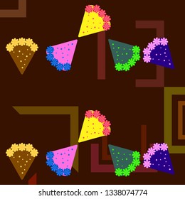 Colorful sweet cakes slices pieces, vector illustration.